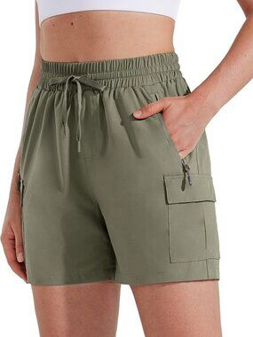 MASKERT Women's Hiking Cargo Shorts Quick Dry Athletic Golf Shorts 5 Inches